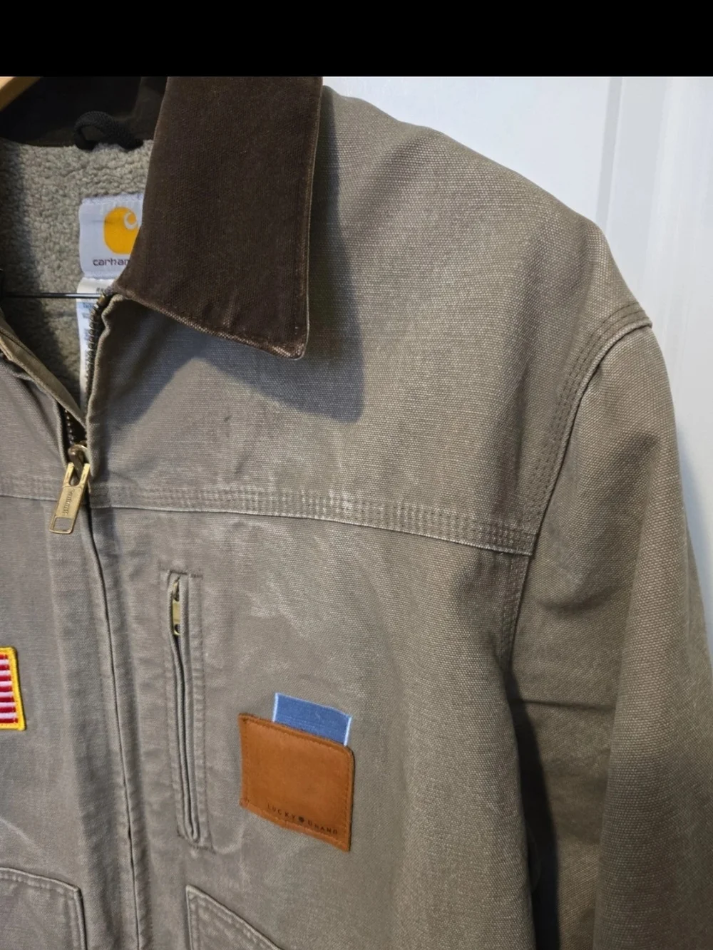 Carhartt Men's Lg.C61 Mushroom Sandstone Ridge Dark Brown CorduroyCollar Vintage